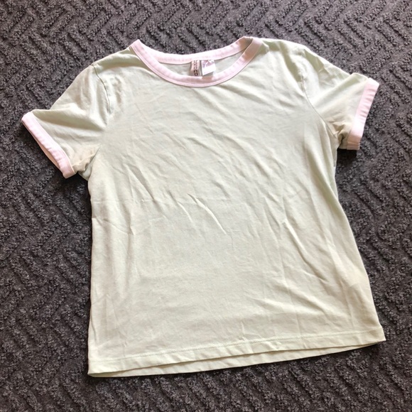 Divided Pastel Green and White Short Sleeve Tee - Picture 2 of 7